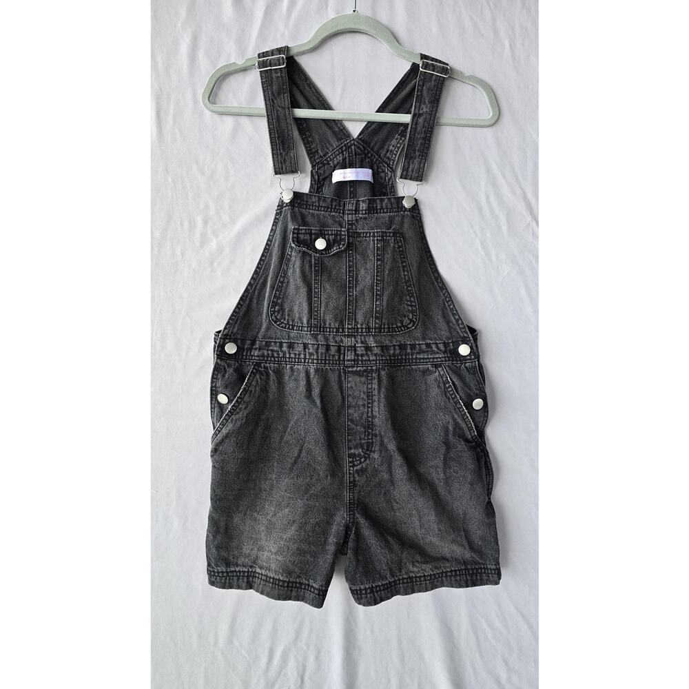 No Boundaries Overall Shorts Juniors M 7-9 Gray Denim Shortalls Adjustable